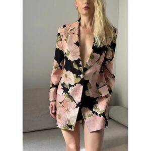 Vintage Christian Dior Floral Jacquard Blazer Jacket Top 4 S Small Oversized